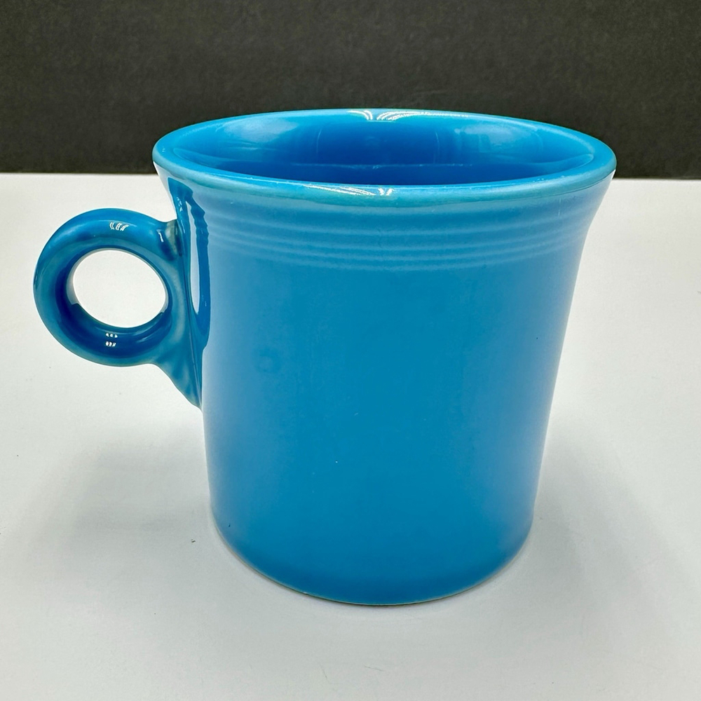Fiesta Ware Coffee Cup Mug Homer Laughlin HLC O Ring Handle Teal Fiestaware - Picture 2 of 9